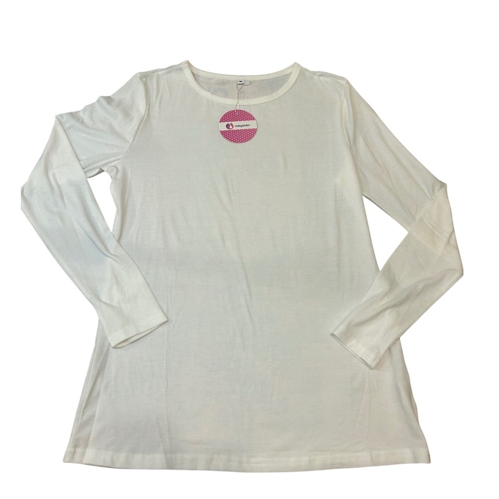 White Crewneck NWT long sleeve medium tee t shirt minimalist capsule staple